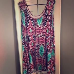 Rainbow. Cute Aztec print midi dress